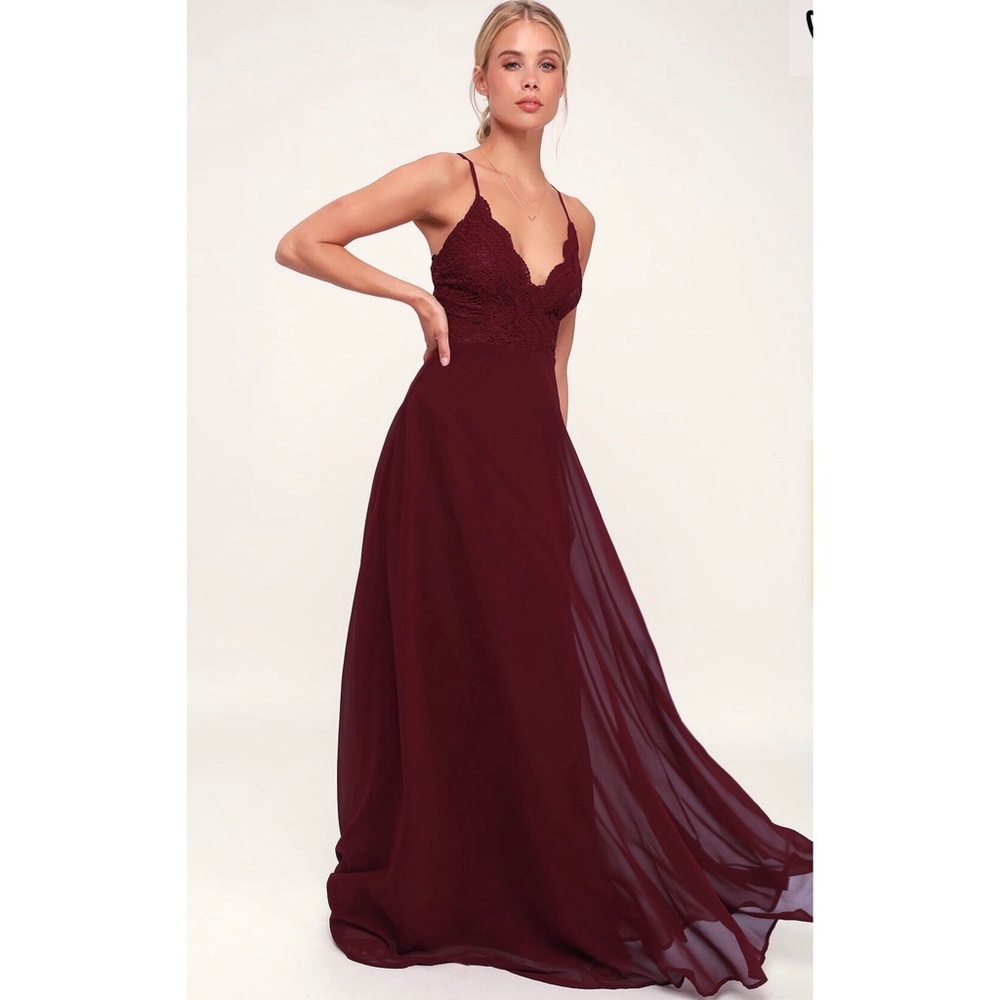 Lulus Madalyn Burgundy Bridesmaid Dress